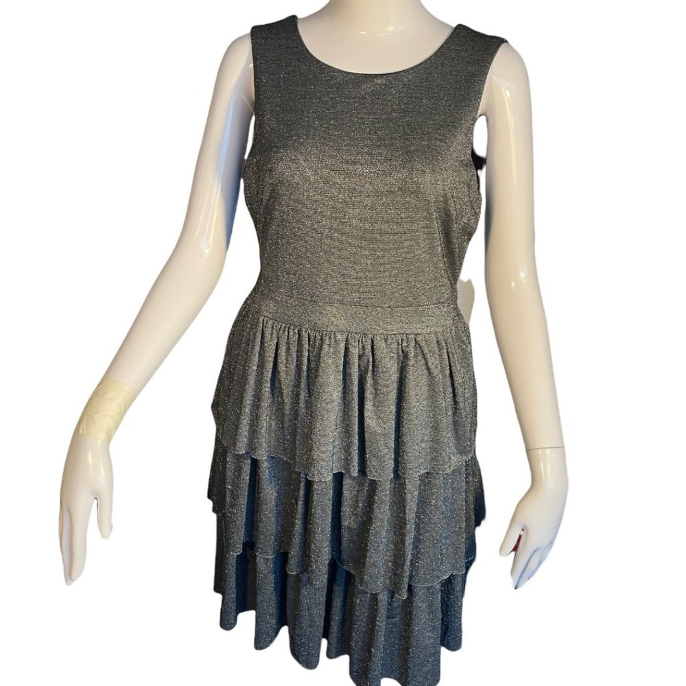 VERO MODA - Metallic Tiered Party Dress (Sz M) (GUC)